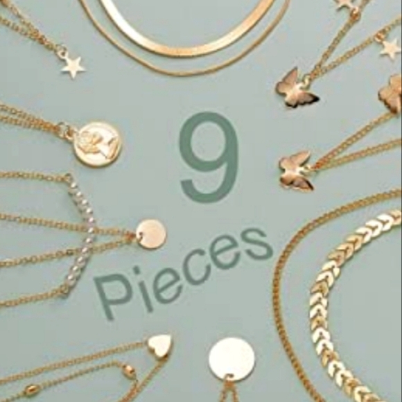 9 Piece Boho Chic Layering Chain Choker Necklaces NWT - Picture 6 of 6